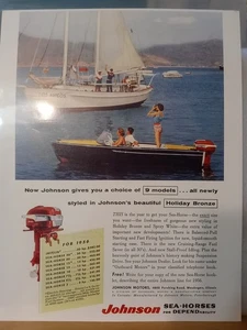 1956 Johnson Javelin Outboard Motor "Holiday Bronze" Color Ad - Picture 1 of 2
