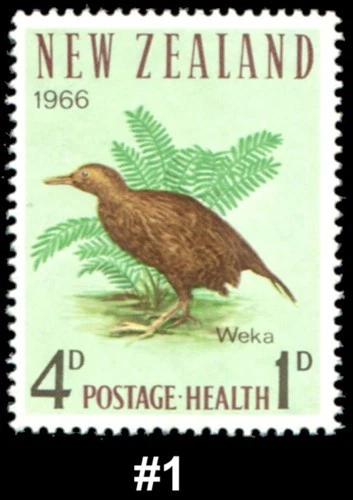 New Zealand 1966 Health 4d + 1d Wekai Bird MNH - SG 840 - Image 1 of 1