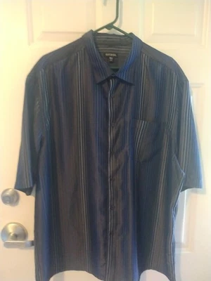 George Men's Shirt 2XL (50-52) Black/Blue Striped Pattern - Image 1 of 4
