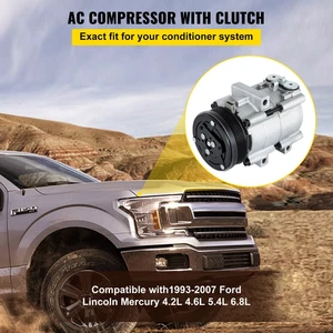 Air A/C Compressor For Ford F-150 F-250 F-350 F-450 97-04 4.2L/4.6L/5.4L M - Picture 1 of 12