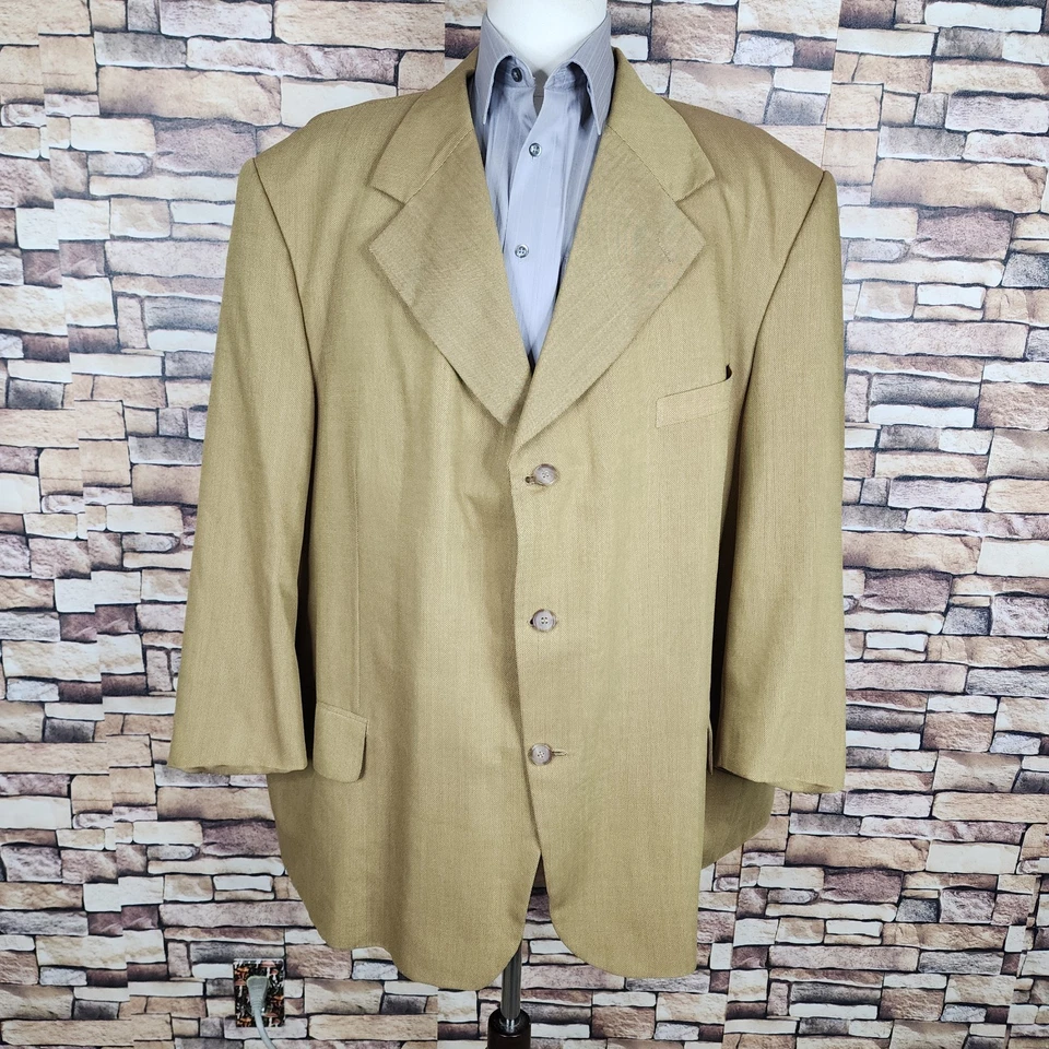Blazer a medida Sims Tailors para hombre 60R amarillo beige 3 botones doble ventilación Foto 1 de 4