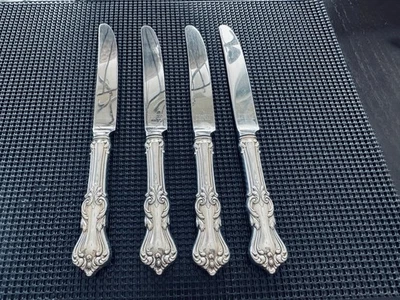 Cuchillos de cena tamaño completo de plata esterlina Marlborough Reed&Barton (4) ~ sin monograma Foto 1 de 4