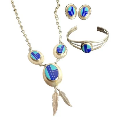 Pendientes Navajo Turquesa Collar Pulsera Plata Esterlina McCray Lapislázuli Joyería Foto 1 de 4