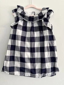 Janie and Jack Toddler Girl Dr 3T Dress Blue Checkered Ruffle Sleeve Button Back - Picture 1 of 8