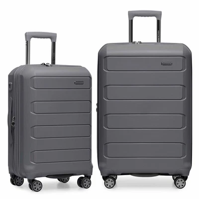 Pagosa Indestructible Hardshell Expandable Spinner Luggage, Gray, 2-Piece Set... - Image 1 of 4