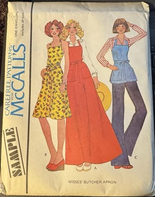 Vtg McCall's Carefree Sample pattern Misses' Butcher Apron size 6 - 20 uncut - Image 1 of 2