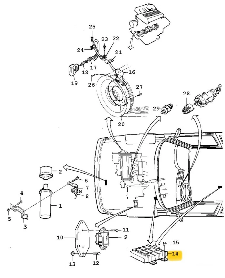 SAAB 900i 9000i C900 CENTRALINA ELETTRONICA ACCENSIONE EZK OEM 8826463 - Immagine 1 di 4
