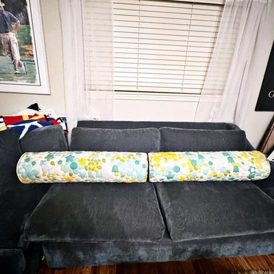 Par de almohadas florales cubiertas cilíndricas vintage 36x9 cremallera extraíble resorte Foto 1 de 4