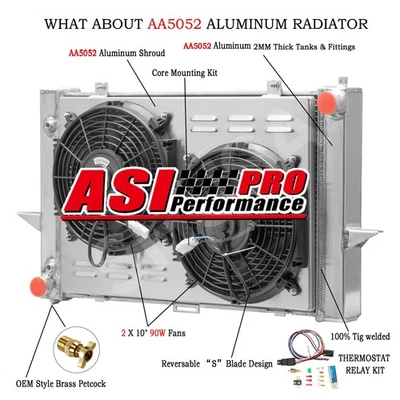 2 ROW Aluminum Radiator Shroud Fan Fit 98-2004,01 Volvo C70 V70 S70 2.3L 2.4L L5 Foto 1 de 4