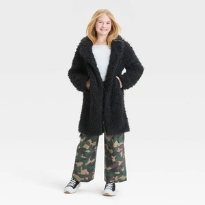 Girls' Long Faux Fur Jacket - art class - Picture 1 of 6