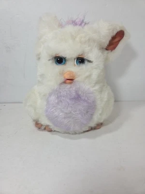 Big Furby 2005 白色 W 紫色 Emoto-Tronic 会说话的玩具老虎用于零件维修 — 第 1/4 张图片