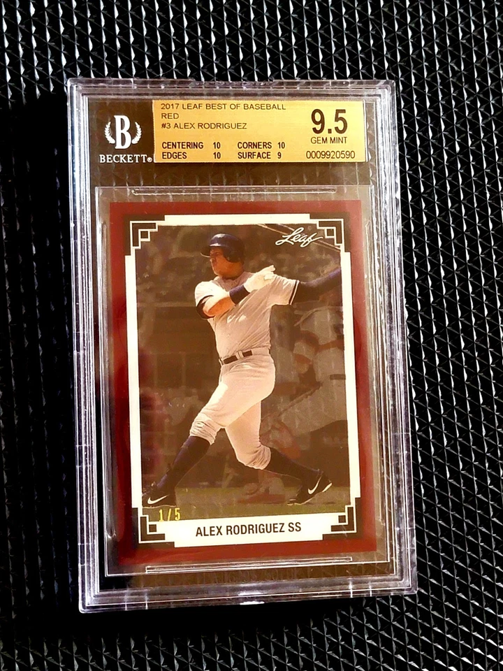 2017 Leaf Best of Baseball Alex Rodriguez Throwback RED #3 #d 1/5 BGS 9.5 POP 1 - Image 1 of 4