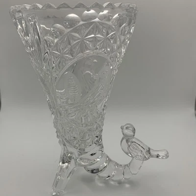 Винтажная прозрачная хрустальная ваза с птичьим акцентом на ножках цветочная ваза декор - Изображение 1 из 4