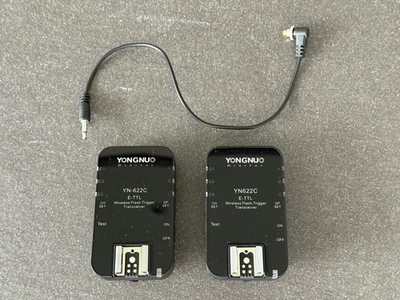 2x YONGNUO YN622C E-TTL Wireless Flash Trigger Transceiver plus cable - like new - Image 1 of 3