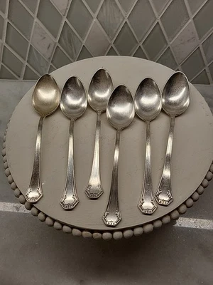 6 Antique Reed & Barton Pompeian 1930 Silverplate Teaspoon 5.75” - Изображение 1 из 3