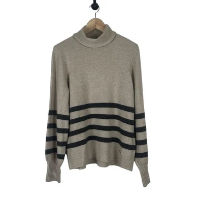 Suéter Michael Kors Mujer Medio Tostado Gris Rayas Silencioso Lujo Lana Angora Foto 1 de 4