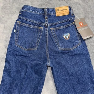 Nueva prenda de mezclilla vintage Playboy talla 26 para mujer lavada a la piedra teñida de índigo - Imagen 1 de 19