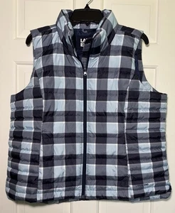 Neu mit Etikett Lands End XLP blau karierte Damenweste mit Daunenfüllung - Bild 1 von 7