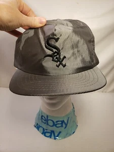 White SOX Silver shiny Nylon  Ball Cap trucker Hat - Picture 1 of 6