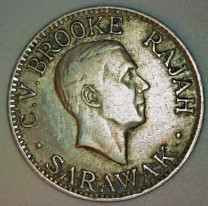 1920H  SARAWAK  10 CENT COIN  - CHARLES V. BROOKE - COPPER-NICKEL - LOW MINTAGE - Picture 1 of 2
