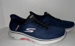 Skechers Shoes Mens Size 9.5 Go Walk 7 Flex Hands Up Soft Toe Work Navy Slip Ins - Picture 1 of 8