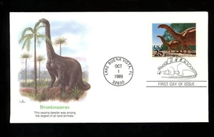 US FDC #2422-2425 Fleetwood 1989 Lake Buena Vista FL Dinosaurs HC Set of 4 - Picture 1 of 8