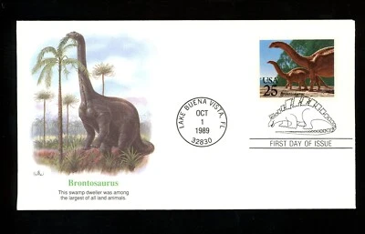 US FDC #2422-2425 Fleetwood 1989 Lake Buena Vista FL Dinosaurs HC Set of 4 - Image 1 of 4