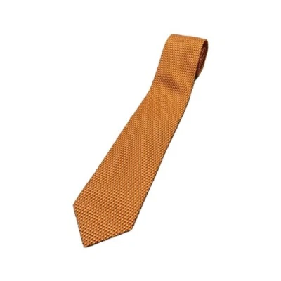 Gravata de pescoço HERMES seda laranja logotipo vendedor japonês N1215 25 fabricada na França - Imagem 1 de 3
