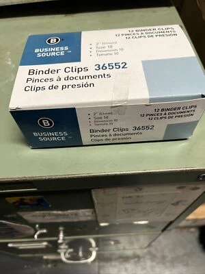 Clips de carpeta plegables Business Source, negros, grandes (paquete de 12) 36552 Foto 1 de 2