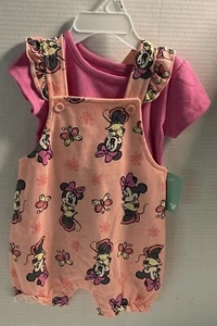 Disney Baby Girl (6-9 Months) 2-Piece T-Shirt & Overall Romper Set!! NWT!! - Picture 1 of 2
