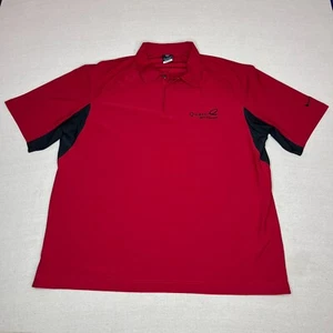 Nike Polo Shirt Mens Large Red Dri Fit UV Golf Pro Performance Quest Black Pit - Picture 1 of 9