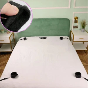 Bed Restraint Set Handcuffs+Ankle Cuffs+Blindfold Bondage Kit Couples Game BDSM - Picture 1 of 14
