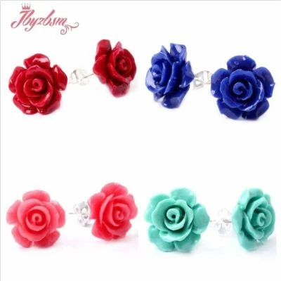 1 par de pendientes florales de plata tibetana tallada de 12 mm de moda para mujer Foto 1 de 4
