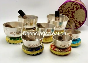 Set of 7 Singing bowl-Tibetan singing bowl-Meditation bowl-spiritual-Healer - Picture 1 of 12