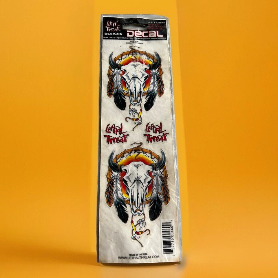 2 decalques vintage de motociclista caveira de vaca AMEAÇA LETAL 2003 original lacrado 3,75 x 2,25” - Imagem 1 de 4