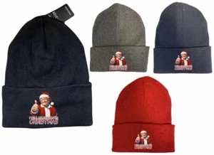 TRUMP 2024 I'LL BE HOME FOR CHRISTMAS ROT bestickt Beanie Totenkopf Mütze Mütze - Bild 1 von 1