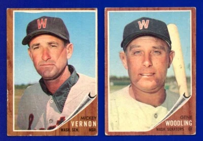 2 SENATORS LOT 1962 TOPPS #125 GENE WOODLING #152 MICKEY VERNON VG & GD/VG - Image 1 of 2