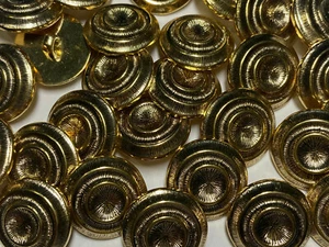 Antique Gold Etched Rings Lightweight Decorative Button 15mm 18mm 21mm Shank - Picture 1 of 6