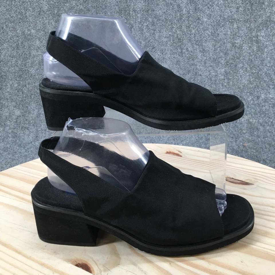 Sandalias Easy Spirit para mujer 9,5 M con cordones de tela negra punta abierta tacones en bloque Foto 1 de 4