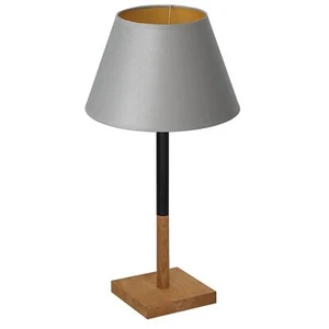 Lámpara de Mesa Tela Madera Gris Natural Oro 56 CM Dormitorio Mesa de Noche Luz - Imagen 1 de 1