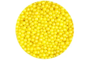 Edible Sugar Pearl Sprinkles Balls Yellow 4mm Cupcake Cake Topper Decoration - Picture 1 of 2