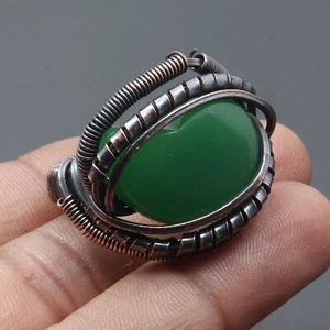 Chalcedony Gemstone Gift For Mother Wire Wrapped Ring US 7 Jewelry G11358 - Picture 1 of 3