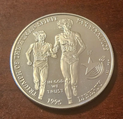 USA 1995 Olympic Games Paralympic Silver Dollar Proof Coin - Image 1 of 2