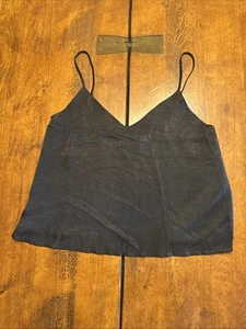 BRANDY MELVILLE Solid All Black V Neck Spaghetti Strap Camisole Top Womens NWT - Picture 1 of 6