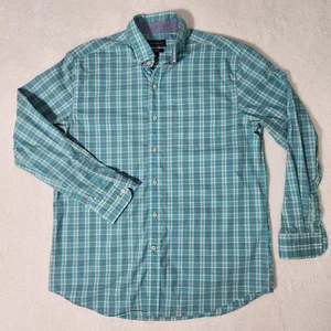 Crown & Ivy Herren Langarm kariert Button Down - grün orange weiß - Large - Bild 1 von 10