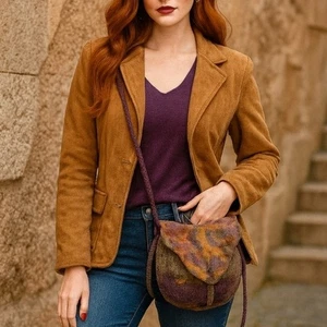 MICHELLE JOHNSON Handcrafted Felted Wool Bag – Multicolor Artisan Shoulder Purse - Picture 1 of 12