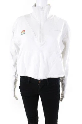 Outdoor Voices Womens Half Zip ATX Pickle Baller Crop Knit Jacket White Medium - Image 1 of 4