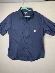 Carhartt Shirt Men Size XL Blue Ripstop Vented Fishing Short Sleeve Workwear - Picture 1 of 7