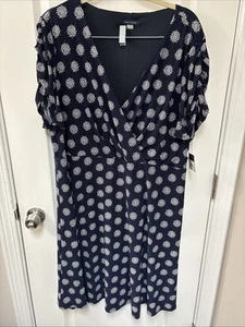 Tommy Hilfiger Women Fit & Flare Knee Length Dress Short Sleeve V neck - Picture 1 of 5