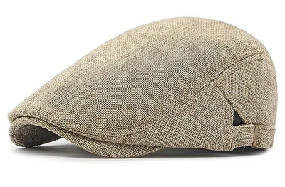 Hombres Lino Plano Hiedra Malla Newsboy Gorras Clásico Boina de Conducción Sombrero para Mujeres Caqui Foto 1 de 4